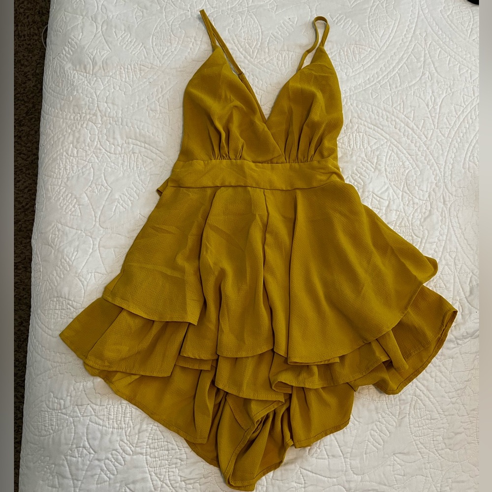 Mustard Ruffle Romper